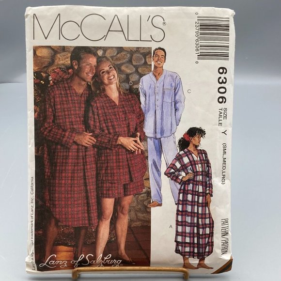 Vintage Sewing PATTERN McCalls 6306, Lanz of Salzburg 1992 Misses and Mens Night - Picture 1 of 2